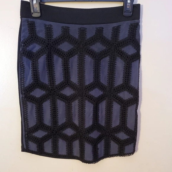 H&M skirt faux suede with crochet black with blue purple NWT size S - Picture 1 of 4